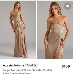 Elegant Tan Evening Gown Azazie